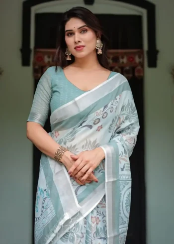 soft-pastel-green-colour-pure-linen-saree-with-tassels
