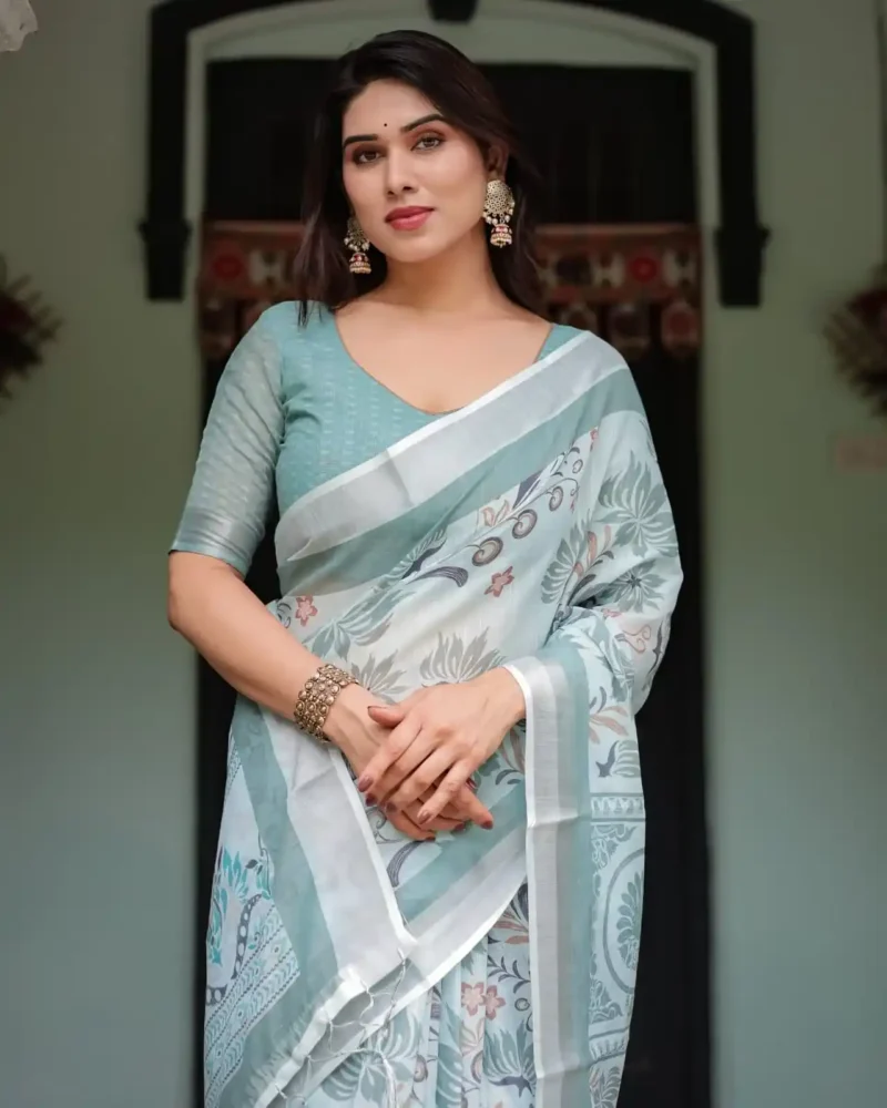 soft-pastel-green-colour-pure-linen-saree-with-tassels