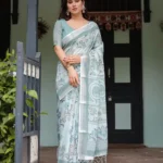 oft-pastel-green-colour-pure-linen-saree-with-tassels-
