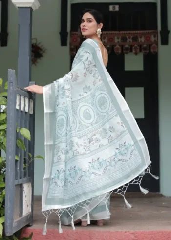 soft-pastel-green-colour-pure-linen-saree-with-tassels