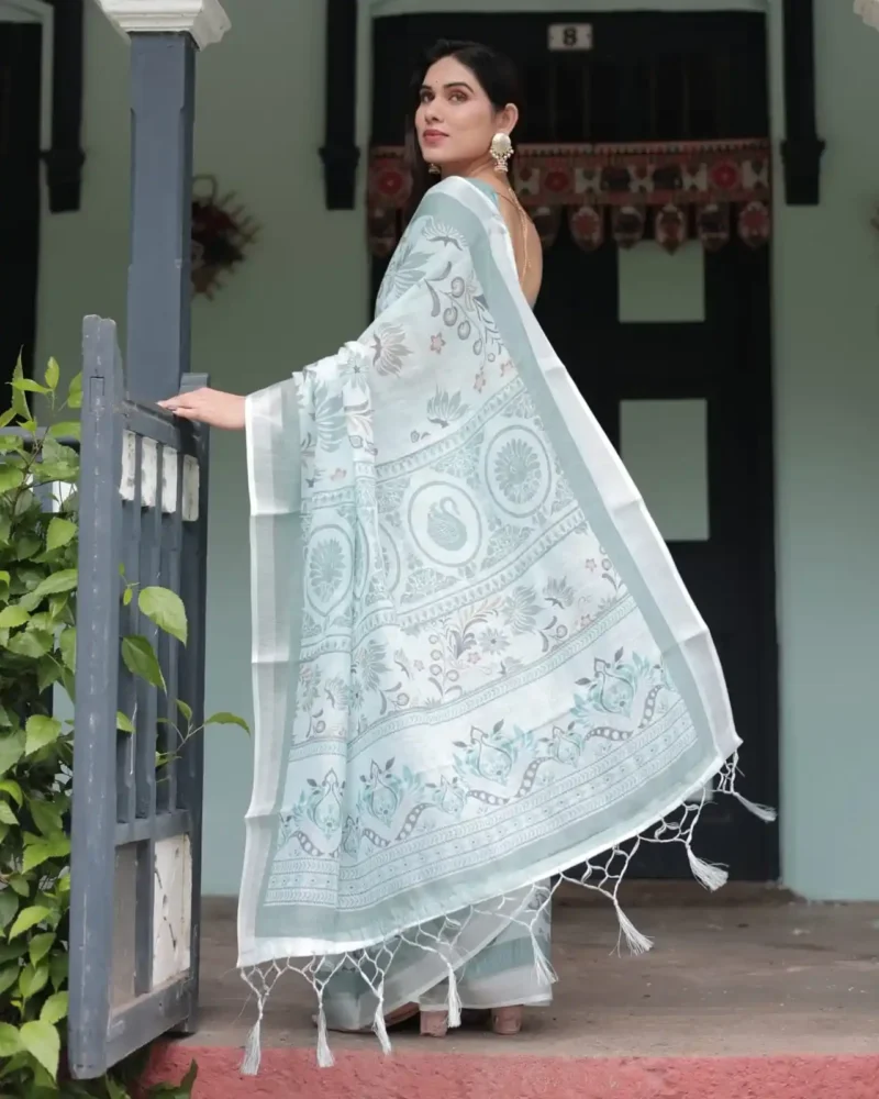 soft-pastel-green-colour-pure-linen-saree-with-tassels