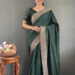 Swarovski Work Vichitra Silk Wedding Wear Saree