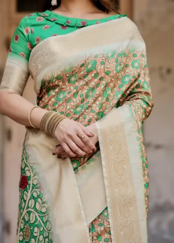 Temple Motifs Pallu Digital Printed Silk Saree