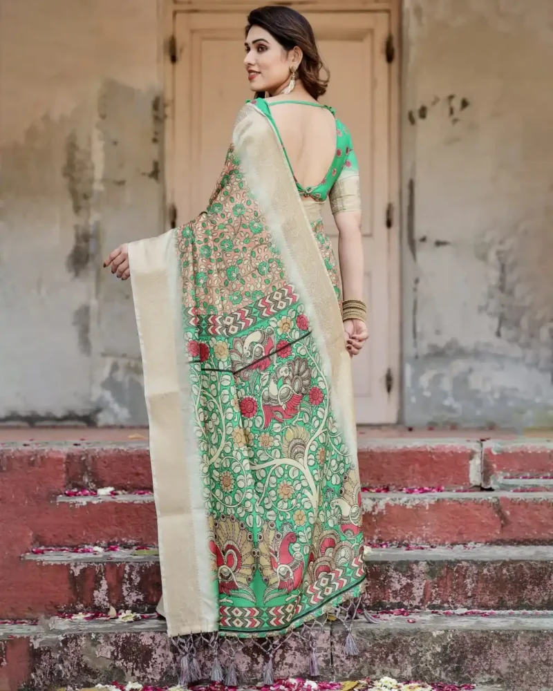 Temple Motifs Pallu Digital Printed Silk Saree