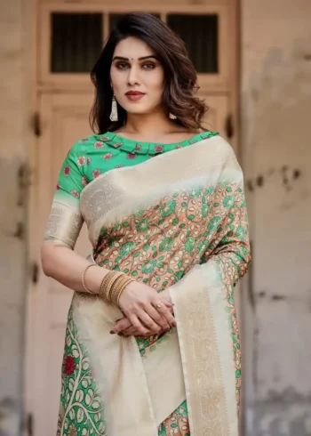 Temple Motifs Pallu Digital Printed Silk Saree