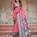 Traditional Bandhani Digital Printed Tussar Silk Saree