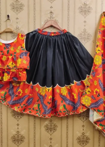 Trending Printed Twell Silk Kids Chaniya Choli