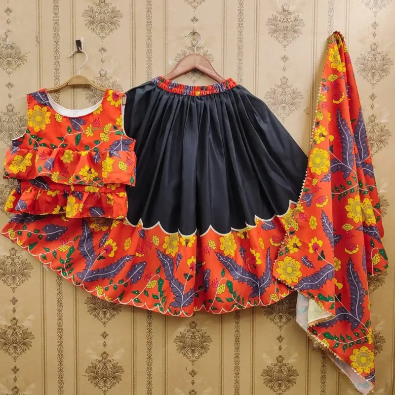 Trending Printed Twell Silk Kids Chaniya Choli