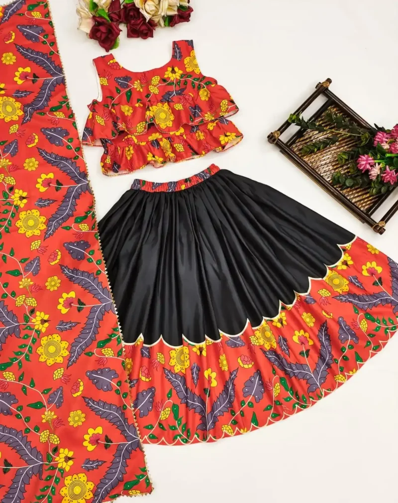 Trending Printed Twell Silk Kids Chaniya Choli
