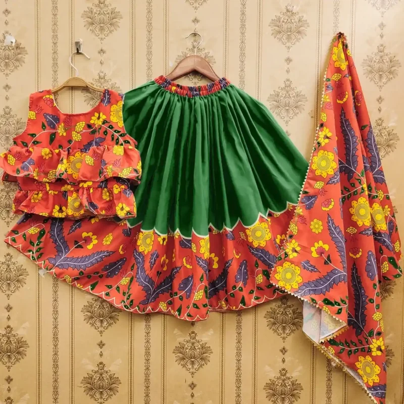Trending Printed Twell Silk Kids Chaniya Choli