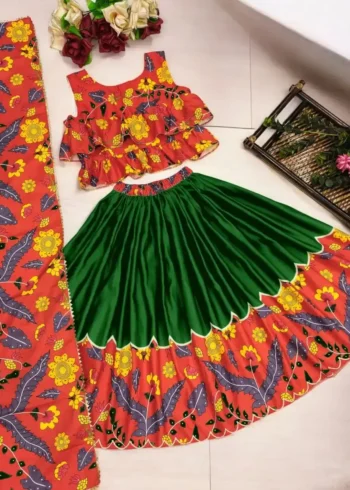 Trending Printed Twell Silk Kids Chaniya Choli