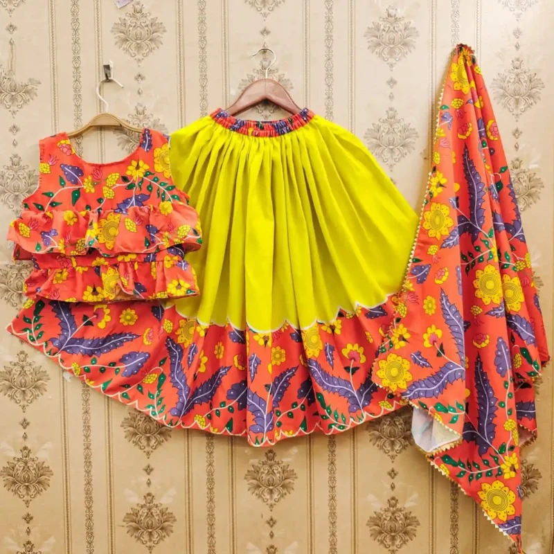 Trending Printed Twell Silk Kids Chaniya Choli