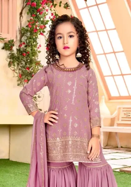 Trending Sequins Embroidered Partywear Palazzo Set for Kids