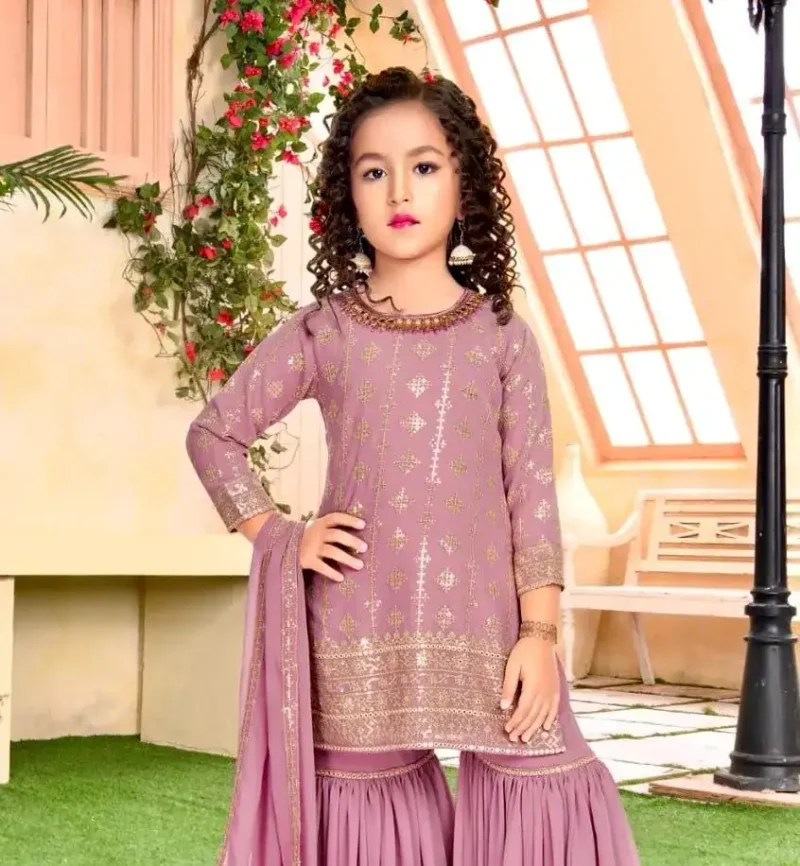 Trending Sequins Embroidered Partywear Palazzo Set for Kids