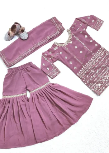 Trending Sequins Embroidered Partywear Palazzo Set for Kids