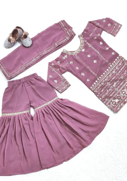 Trending Sequins Embroidered Partywear Palazzo Set for Kids