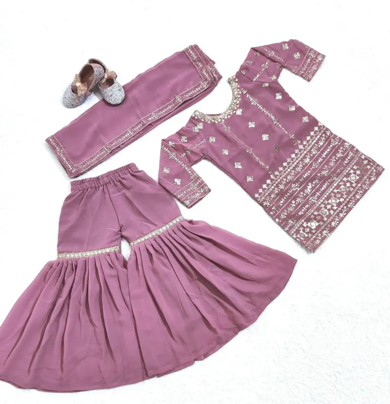 Trending Sequins Embroidered Partywear Palazzo Set for Kids