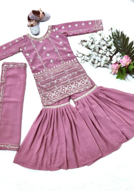 Trending Sequins Embroidered Partywear Palazzo Set for Kids