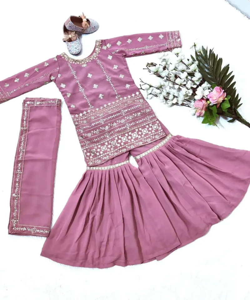 Trending Sequins Embroidered Partywear Palazzo Set for Kids