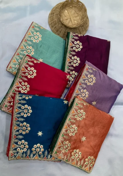 Two Tone Soft Silk Embroidery With Constance Piping Border Work Saree