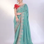 Two Tone Soft Silk Embroidery With Constance Piping Border Work Saree