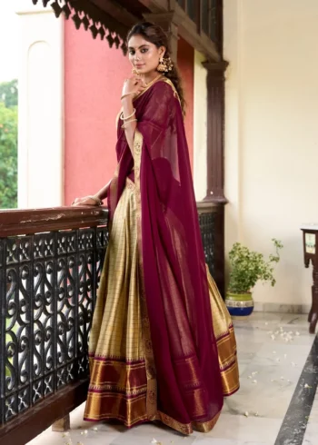 Weaving Work With Paithani Concept Cotton Silk South Indian Wedding Lehenga