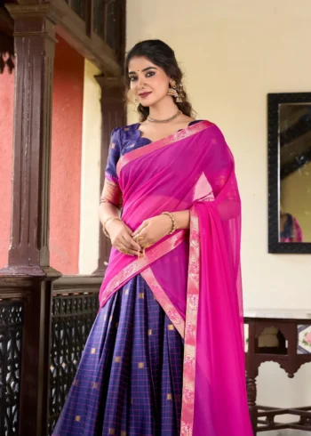 Weaving Work With Paithani Concept Cotton Silk South Indian Wedding Lehenga