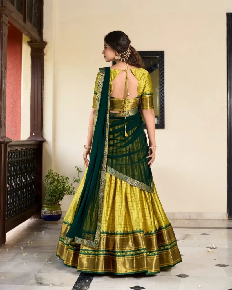 Weaving Work With Paithani Concept Cotton Silk South Indian Wedding Lehenga