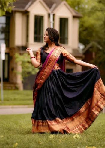 Zari Weaving Work South Indian Narayan Pet Lehenga