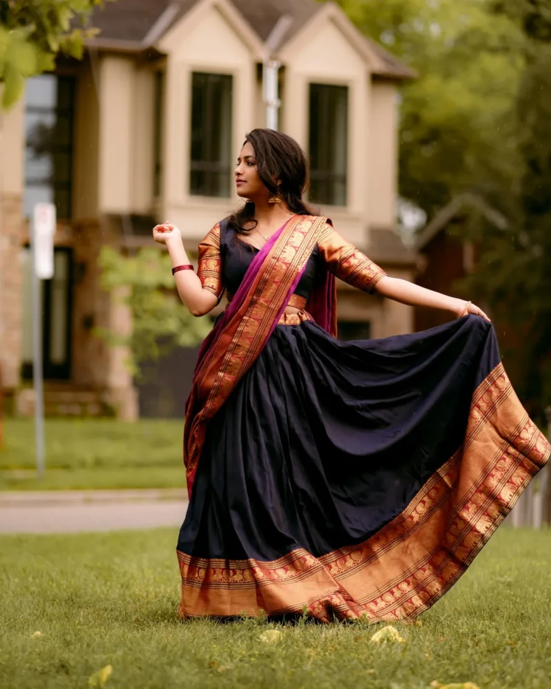 Zari Weaving Work South Indian Narayan Pet Lehenga