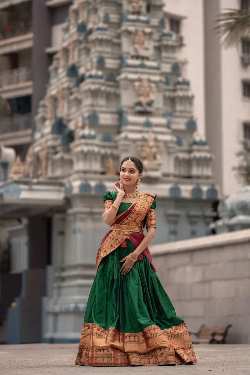 Zari Weaving Work South Indian Narayan Pet Lehenga