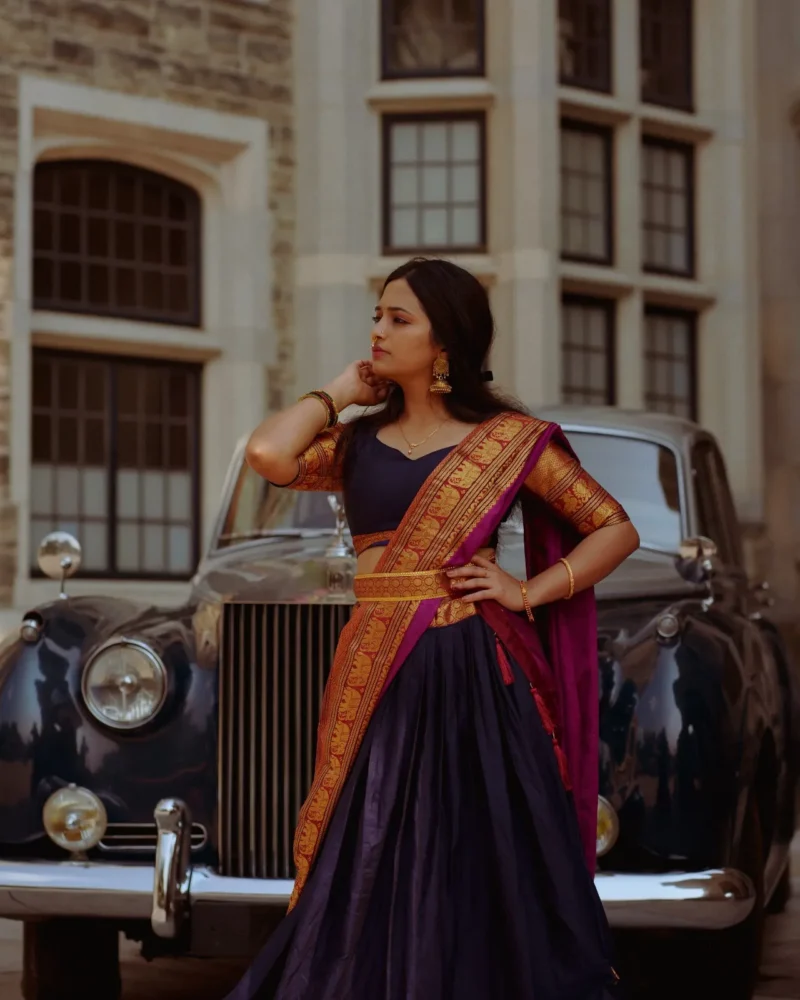 Zari Weaving Work South Indian Narayan Pet Lehenga