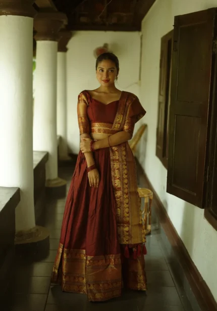 Zari Weaving Work South Indian Narayan Pet Lehenga