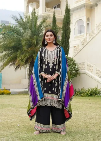 Black Color Heavy Embroidery Coding Sequence Work Pakistani Suit