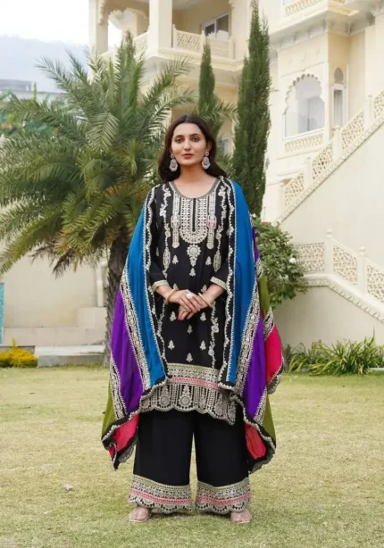 Black Color Heavy Embroidery Coding Sequence Work Pakistani Suit