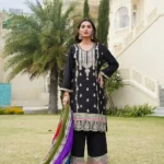 Black Color Heavy Embroidery Coding Sequence Work Pakistani Suit