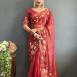 Designer Gold Coin Embroidery Zari Stone Work 1 Minute Saree