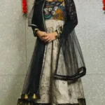 Designer Kalamkari Printed Cotton Gown With Dupatta