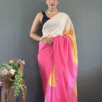 Digital Print Work Natural Silk Pre Stitched Sarees