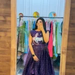 Digital Printed Soft Chinnon Sequins Embroidery Work Kalamkari Gown