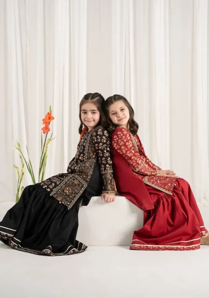 Sequins Embroidered Digital Print Sharara Suit for Kids Girl