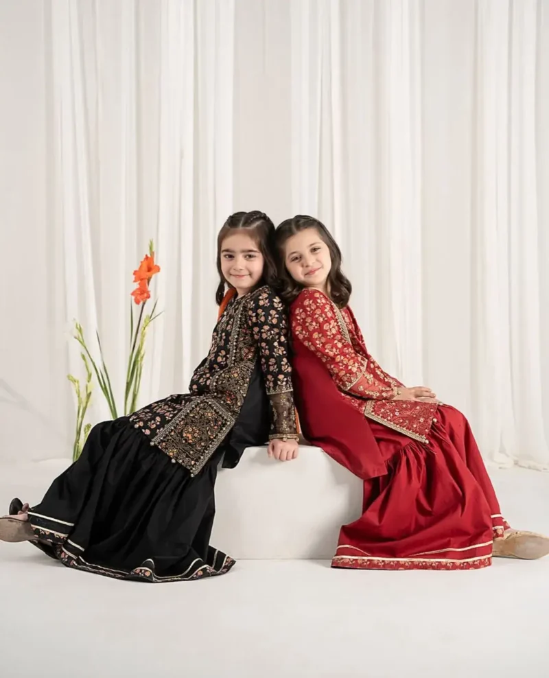 Sequins Embroidered Digital Print Sharara Suit for Kids Girl