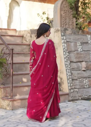 Faux Blooming With Embroidery Zari Sequins Work Gown for Haldi Mehendi Ceremony