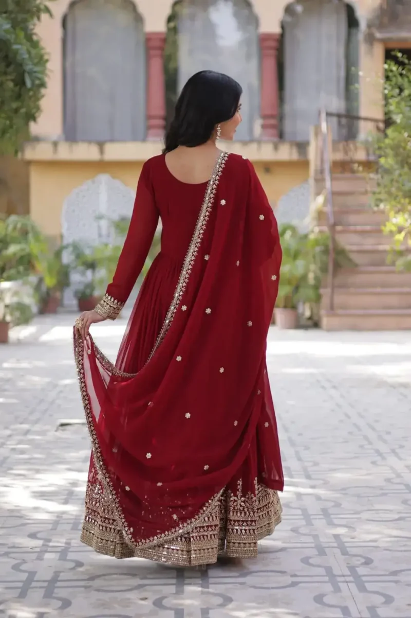 Faux Blooming Embroidery Zari Sequins Work Premium Designer Gown