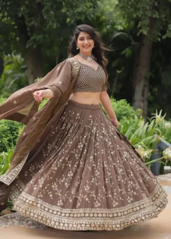 Faux Blooming With Heavy Sequins Thread Embroidered Work Lehenga Choli