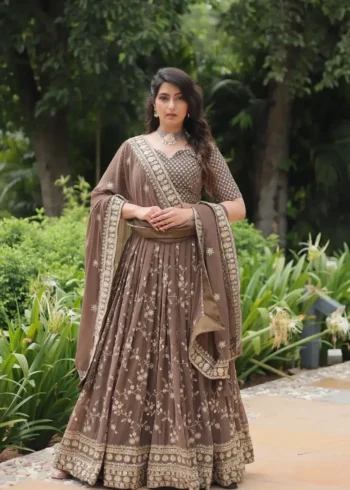 Faux Blooming With Heavy Sequins Thread Embroidered Work Lehenga Choli