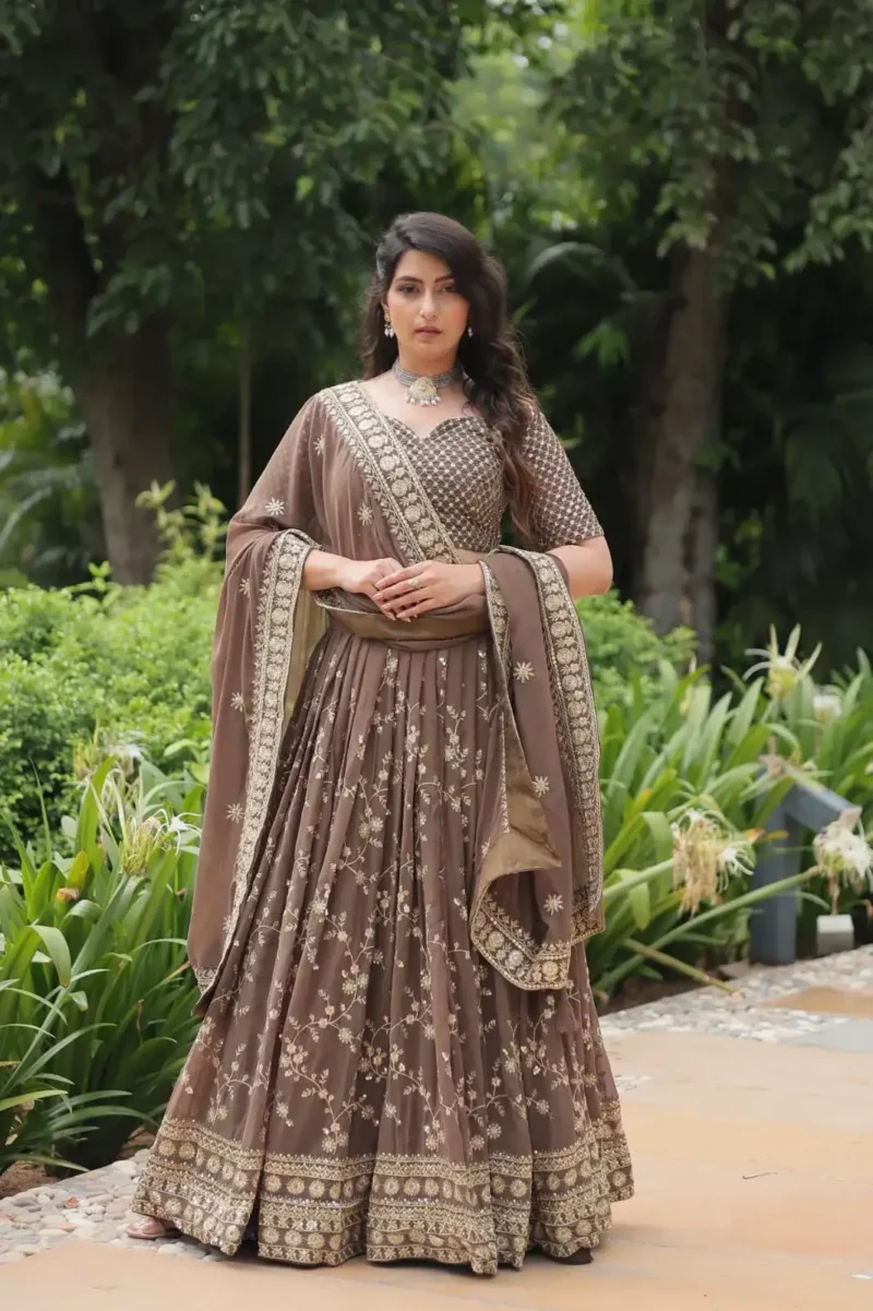 Faux Blooming With Heavy Sequins Thread Embroidered Work Lehenga Choli