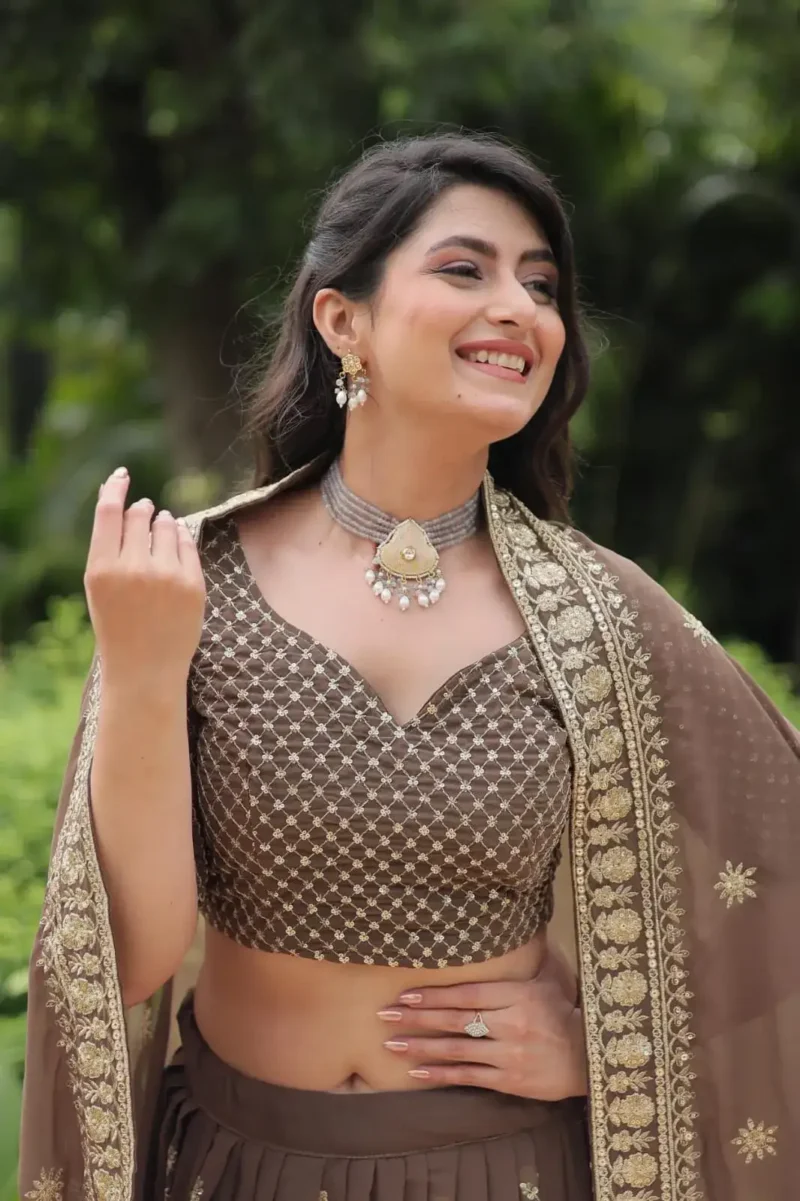 Faux Blooming With Heavy Sequins Thread Embroidered Work Lehenga Choli