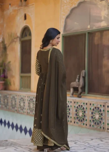 Faux Georgette Embroidery Work Readymade Kurti With Pant and Dupatta