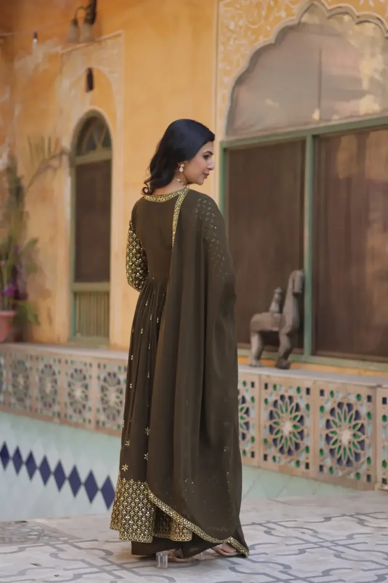 Faux Georgette Embroidery Work Readymade Kurti With Pant and Dupatta